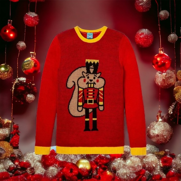 Norther Pole Womens Squirrel Nutcracker Christmas Long Sleeve Lightweight Medium - Picture 1 of 5